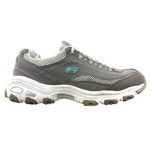 Skechers Women's Size 7.5 D'Lites Life Saver Grey Leather Lace-Up Sneakers 11860